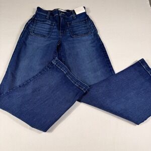 Madewell 24P Emmett Wide Leg Jeans Petite High Rise Patch Pocket Full Length